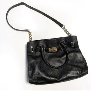 Michael Kors black leather shoulder tote satchel